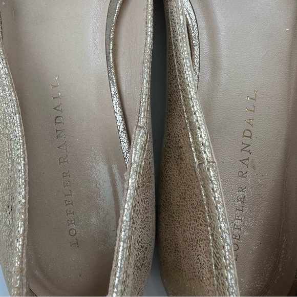 Leoffler Randall Gold Metallic Crackle Pointed Flats 9.5 - Picture 10 of 14